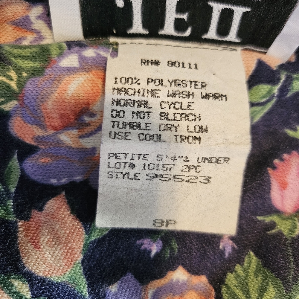 JF II Petites Vintage 80s Cottagecore Prairie Floral Buttoned Top & Skirt Set - Picture 9 of 15